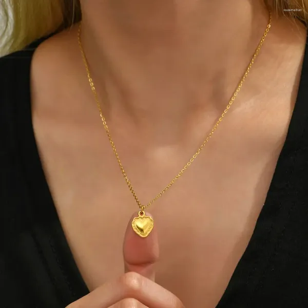 Pendentif Colliers Collier coeur en acier inoxydable pour femmes O-chaîne charme bijoux accessoires de bricolage collier de couleur or ornement cadeau YS199