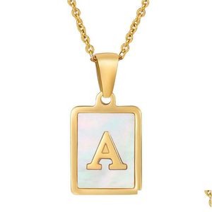 Pendentif Colliers Acier inoxydable Lettres initiales de haute qualité Gold Real Shell Collier Nom personnalisé Custom Made 26 Alphabet Capi DH60M