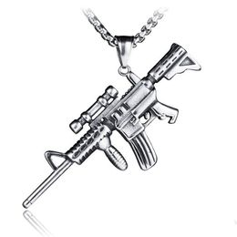 Hanger Kettingen Roestvrij Staal Hine Gun Ketting Oude Sier Hanger Kettingen Hip Hop Kettingen Mode-sieraden Voor Vrouwen Mannen Gift W Dhapr