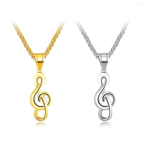 Collares colgantes de acero inoxidable Hip Hop Musical Note Charm Collar Regalo para amantes de la música con cadena