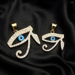 Collares colgantes de acero inoxidable, Ojo de Horus azul hueco de Horus, Collar de circonita egipcia, Collar de la suerte para mujer y hombre, amuleto, regalo de joyería