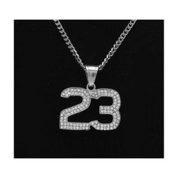 Collares pendientes Acero inoxidable Iced Out 23 Sin colgante Bling Rhinestone Crystal Mens Hip Hop Collar Cadena Entrega de gota Joyería Dhurn