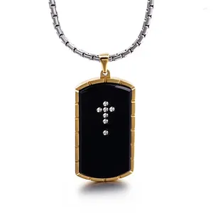 Hangerkettingen roestvrij staal ingelegd strass kruisketting religieus heren militair amulet festivalfeest high-end