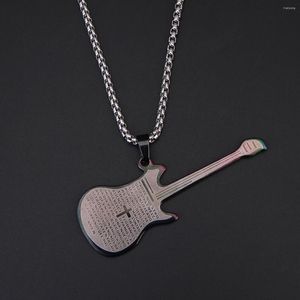 Collares colgantes acero inoxidable Jesús religioso La guitarra bíblica instrumentos musicales joyería