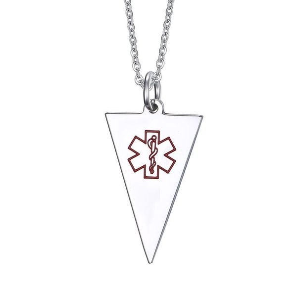 Pendentif colliers en acier inoxydable bijoux personnalisé en gros 33MM Logo Triangle étiquette pour hommes N00569PendentifPendentif