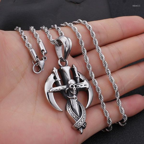 Pendentif Colliers Bijoux en acier inoxydable Death Scythe Cool Boy Cross