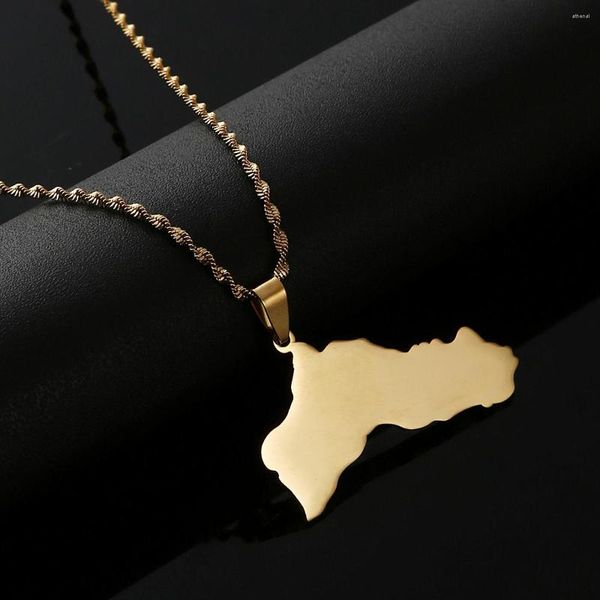 Pendentif Colliers En Acier Inoxydable Kurdistan Cartes Collier Pour Femmes Hommes Bijoux De Mode