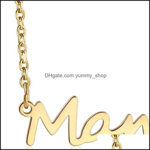 Pendentif Colliers Collier de lettre en acier inoxydable Mères Love Sier Gold Rose Couleurs Bijoux Meilleur pour la fête des mamans 427 Q2 Drop Livraison P Dhm7Q