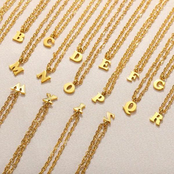 Collares colgantes Letra de acero inoxidable A-Z Alfabeto para mujeres Gargantilla inicial Glamour Joyería Boho Accesorios Regalos de cumpleaños