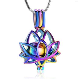 Hanger kettingen roestvrijstalen lotus bloem urn ketting voor as mini crematie medaillon van geliefde aandenken sieraden vrouwen