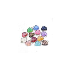 Collares pendientes de acero inoxidable Love Heart Druzy Stone 1M Bling Charm en forma de corazón para la moda Diy Fabricación de joyas Bk Drop Delivery Dh7E2