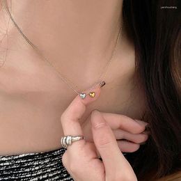 Pendentif Colliers en acier inoxydable minimaliste lisse mignon petit coeur d'amour collier pour femmes bureau fête bijoux cadeau adolescent