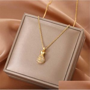 Pendentif Colliers En Acier Inoxydable Sac D'argent Collier En Titane Or Rose Unfading Dames Aucun Fadependant Drop Delivery Bijoux Pendentifs Dhshp