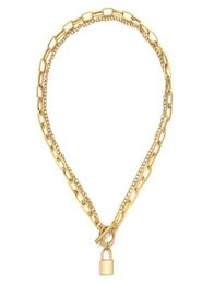 Colliers pendants Collier de serrure à chaîne multicouche en acier inoxydable pour femmes hommes ot fermoir à bascule de boucle de bouc hop3245627