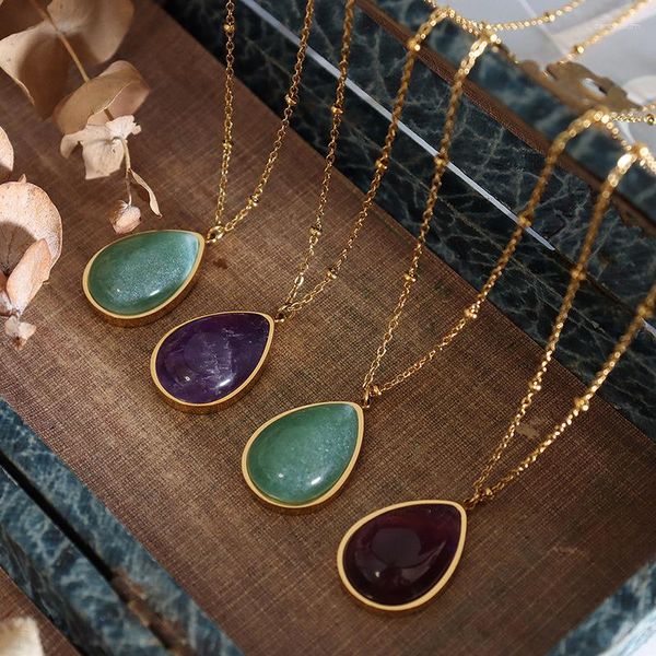 Collares colgantes Acero inoxidable Colgantes de piedra natural Mujer Día de San Valentín 2023 Joyería Joyería al por mayor