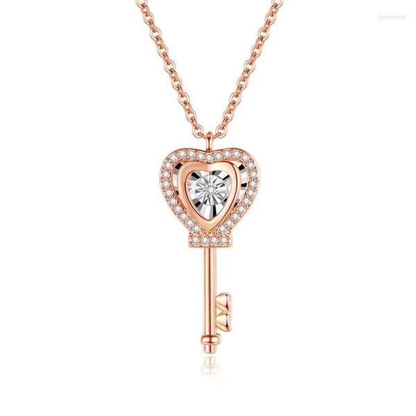 Pendentif Colliers En Acier Inoxydable Cristal Naturel En Forme De Coeur Smart Key Collier Femmes Amour Serrure Os Chaîne Bijoux De Fête De Mariage