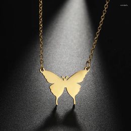 Pendentif Colliers Collier en acier inoxydable Belle papillon minimaliste insecte romantique femmes bijoux quotidiens cadeau pour petite amie femme