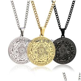 Pendentif Colliers Collier en acier inoxydable Hommes Hip Hop Décoratif Roun Cadeau d'anniversaire créatif Accessoires de mode Drop Livraison Juif Dhcvl