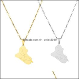 Hangende kettingen roestvrijstalen ketting Republiek Irak kaart gepersonaliseerde geometrische sleutelbeen ketting vrouw hanger kettingen sieraden dhvd2