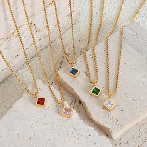 Pendentif Colliers Collier en acier inoxydable pour femmes de luxe chaîne en verre coloré bijoux d'été accessoires cadeau d'anniversaire dropshipping
