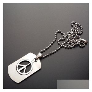 Pendentif Colliers Collier en acier inoxydable mode garçons longue chaîne Anti-guerre signe de paix symbole pendentifs colliers livraison directe bijoux Dhrb5