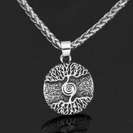 Collares colgantes Acero inoxidable Nordic Viking Yggdrasil Treee of Life Amulet Pendan Collar para mujeres
