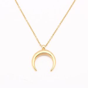 Pendentif Colliers Acier inoxydable Corne de boeuf Croissant Demi-Lune Collier Cadeaux pour femmes / petite amie Femme Collare Mujer Bijoux Collier