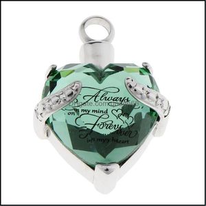 Colliers de pendentif en acier inoxydable Cr￩mation du cendre du cendre Urn Gem Heart MemorialPendant Drop livraison de bijoux pendentifs dhvcl