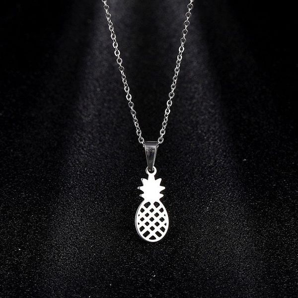 Pendentif Colliers En Acier Inoxydable Ananas Couleur Argent Chaîne Femme Collier Bijoux De Mode Pour Les Femmes Amoureux De Petite Amie