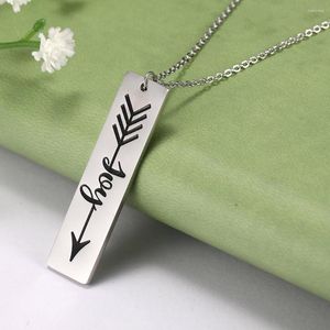 Pendentif Colliers En Acier Inoxydable Plaine Gravé Bar Collier Personnalité Personnalisé Joie Lettre Ras Du Cou Bijoux Pour Hommes Femmes