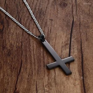 Hanger Kettingen Roestvrij Staal Gepolijste Ketting Klassiek Glanzend Omgekeerd Kruis Mannen Casual Mode Trend Rock Sieraden Cadeau