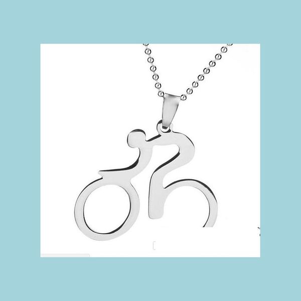 Pendentif Colliers En Acier Inoxydable Punk Vélo Pendentif Collier Pour Hommes Femmes Body Building Vélo Sports Bijoux Beaux Cadeaux Co Bdehome Dhxau