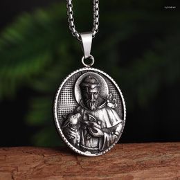 Pendentif Colliers en acier inoxydable Statue de secours Jésus Vintage Christian Amulette Collier pour hommes et femmes Bijoux catholiques