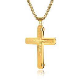 Pendentif Colliers En Acier Inoxydable Religieux Or Christ Jésus Collier De Mode Bible Verset Bijoux Cadeau Pour Lui Avec Chaîne