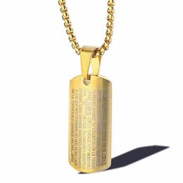 Colliers pendants en acier inoxydable Bible Verset Gold Cross Collier Collier Jewelry Gift pour lui avec chaîne