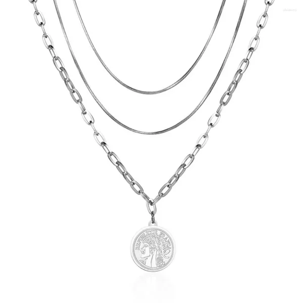 Pendentif Colliers En Acier Inoxydable Religieux Coin Disque Argent Collier Mode Femmes Cadeau Délicat Pour Lui