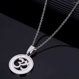 Pendentif Colliers En Acier Inoxydable Rond Yoga Collier Pour Femmes Hindou OHM Hindou Bouddhiste AUM OM Inde Religion Bijoux