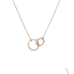 Colliers pendentifs en acier inoxydable simple élégant collier ras du cou infini double cercles anneau livraison directe bijoux colliers pendentifs Dhi7R