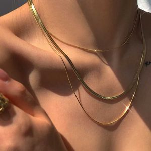 Hangende kettingen roestvrijstalen slangenblad ketting gouden platte keten sieraden geschenk DIY Bevindingen accessoires Z0321