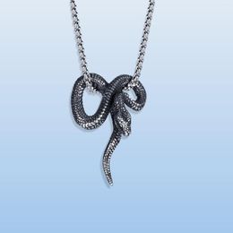 Collares pendientes Collar de serpiente de acero inoxidable Cadena metálica negra para hombres Mujeres Gothic Punk Hip Hop Style Cool Animal Serpent Jewelry
