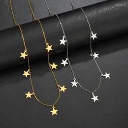 Pendentif Colliers Collier étoile en acier inoxydable pour femmes Pentagram Motif Clavicule Chaîne 2023 Style Bijoux Cadeau de mariage