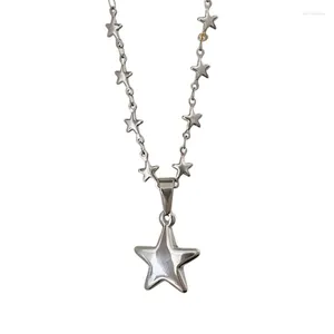 Pendentif Colliers Collier étoile en acier inoxydable pour femmes hommes Y2K Hip Hop Pentagrammes couches ras du cou bijoux de mode cadeau