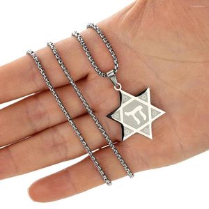 Hanger Kettingen Rvs Ster Van David Ketting Voor Vrouwen Chai Joodse Mode-sieraden Oude Hexagram Charm Mannen