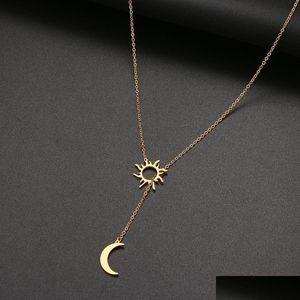 Pendentif Colliers en acier inoxydable Sun Totem et collier de lune pour les femmes à la mode exquise été incontournable fête ami bijoux Dhrnt