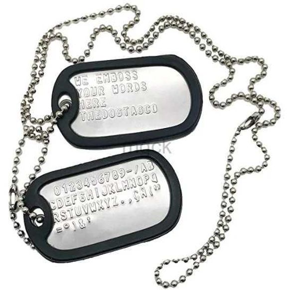 Collares colgantes Acero inoxidable The Dog Tag Juego militar de 2 collares personalizados Estilo militar con silenciadores de cadena de bolas Collares personalizados 240330