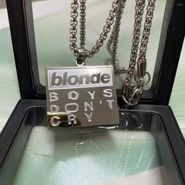 Pendentif Colliers Acier inoxydable Titanium Lettre Square Marque Collier Hip Hop Pull Chaîne Niche Design Charm Jewelr