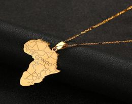 Colliers pendants Carte Afrique à la mode en acier inoxydable avec Congo African Maps Chain Jewelry5128278