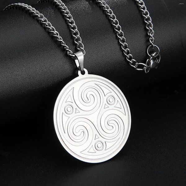 Pendentif Colliers En Acier Inoxydable Triskelion Collier Triskel Spirale Symbole Amulette Magique Talisman Païen Bonne Chance Noeud Irlandais Bijoux Vintage