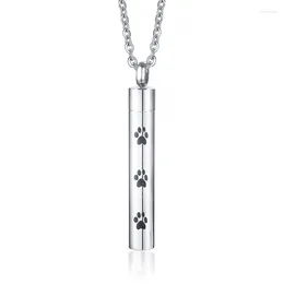 Pendentif Colliers Urne en acier inoxydable peut être ouvert Pet Dog Print Memorial Ashes Collier pour femme