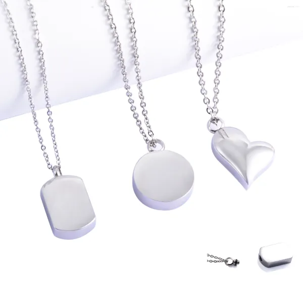 Colliers pendants en acier inoxydable bijoux amour coeur rond Rectangle Memorial Collier Collier Keepsake for Pet Human